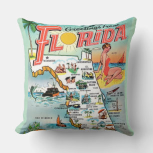 Florida Greetings Map Pillow Kissen