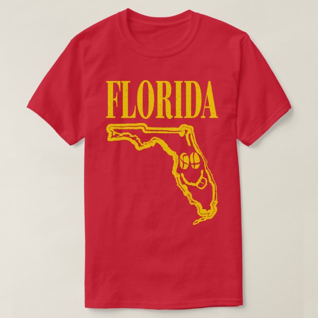 Florida Grunge lächelnd Gesicht schwarzer Hintergr T-Shirt (Design vorne)