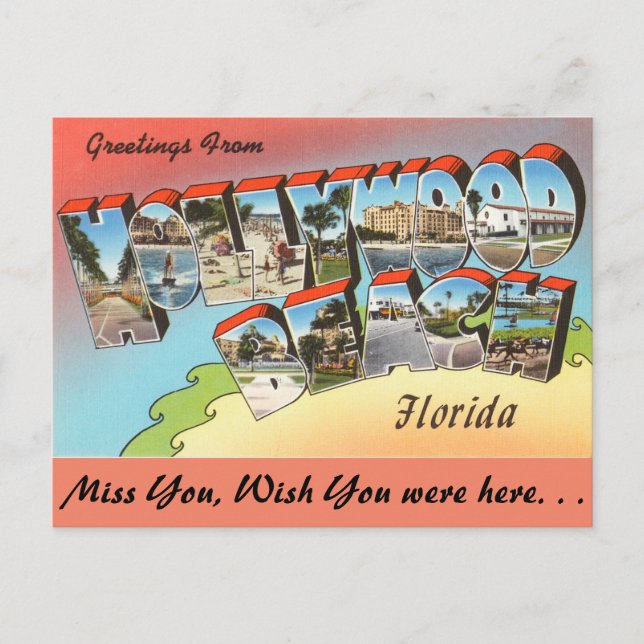 Florida, Grüße aus Hollywood Beach Postkarte (Vorderseite)