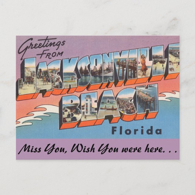 Florida, Grüße aus Jacksonville Beach Postkarte (Vorderseite)