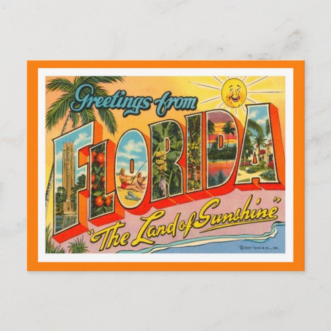 Florida Grüße von US-Staaten Postkarte (Vorderseite)