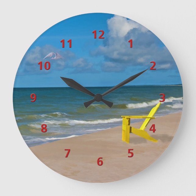 Florida Gulf Coast Beach with Empty Fleisch Große Wanduhr (Vorderseite)