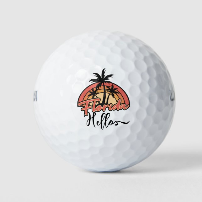 Florida Hallo auf Sunset Background Golfball (Vorderseite)
