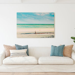 Florida hält Pelican im Ozean Leinwanddruck