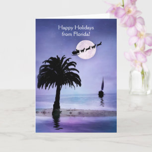 Florida Happy Holidays Coastal Beach Sailboat Karte