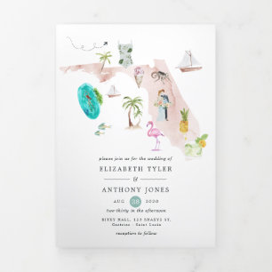 Florida Hochzeit in Urlaubsort Foto Tri-Fold Car Dreifach Gefaltete Karte
