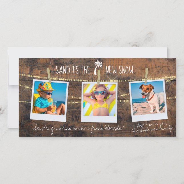 Florida Holiday Sand ist die neue 3-Foto-Fotokarte (Vorderseite)