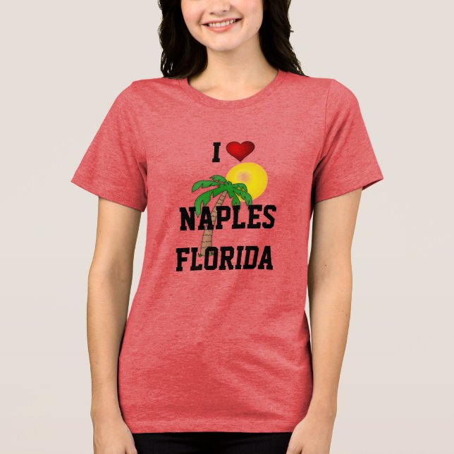 Florida: I Liebe Neapel, Florida Palmen und Sonne Tri-Blend Shirt (Vorderseite)