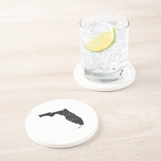 Florida I like it Hier Staat Silhouette Schwarz Sandstein Untersetzer (Seite)