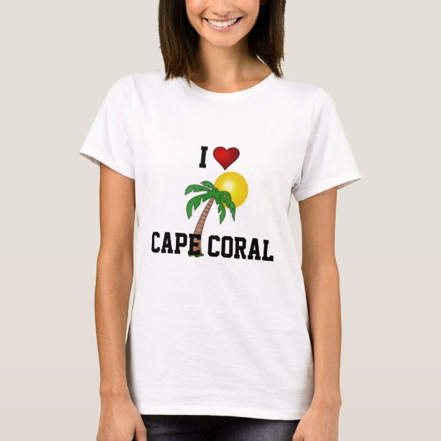 Florida: Ich Liebe Cape Coral Palme und Sonne T-Shirt (Vorderseite)