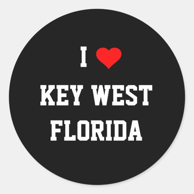 FLORIDA: Ich Liebe Key West, Florida Runder Aufkleber (Vorderseite)