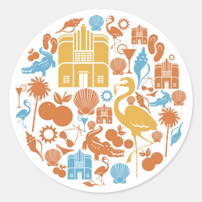 Florida Icons Runder Aufkleber (Vorderseite)