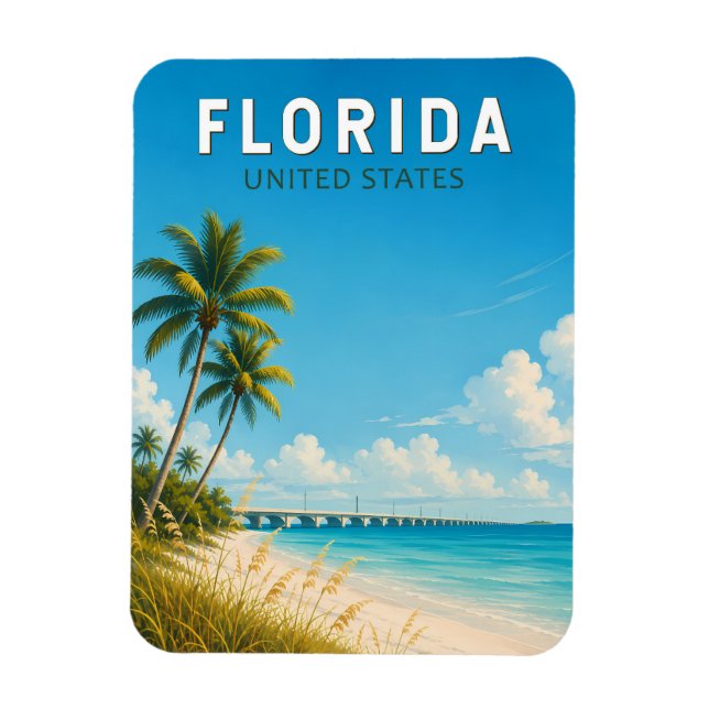 Florida-Illustration Reise Kunst Vintage Magnet (Vertikal)