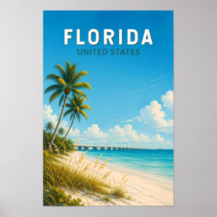 Florida-Illustration Reise Kunst Vintage Poster