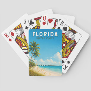 Florida-Illustration Reise Kunst Vintage Spielkarten