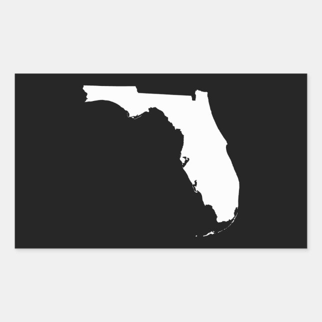 Florida in Weiß und Schwarz Rechteckiger Aufkleber (Vorderseite)
