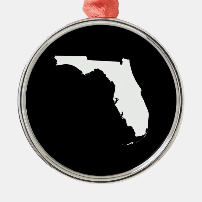 Florida in Weiß und Schwarz Silbernes Ornament (Vorne)