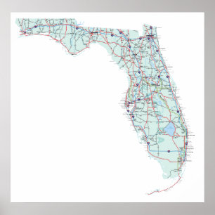 Florida Interstate Map drucken Poster