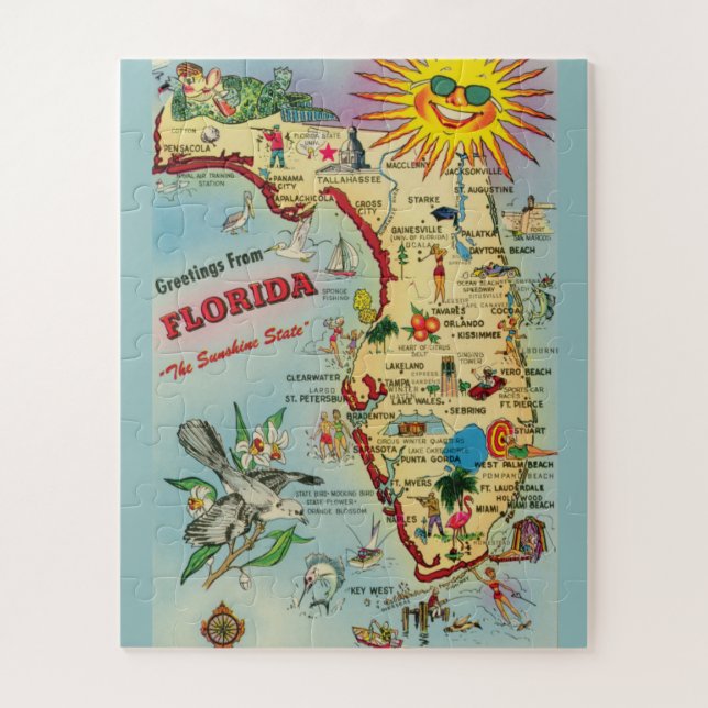 Florida Karte 16x20 BIG Stück Puzzle (Vertikal)