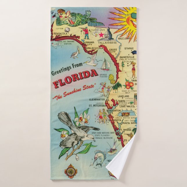 Florida Karte Handtuch Badehandtuch (Badehandtuch)