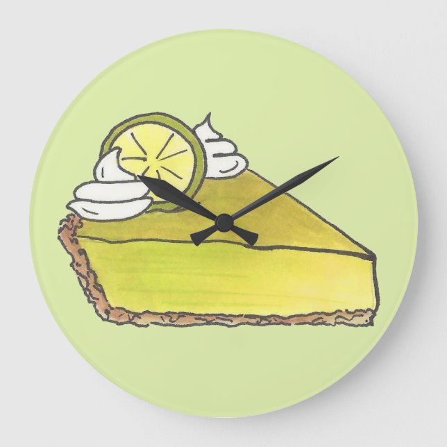 Florida Key Limon Pie Slice Dessert Feinschmecker  Große Wanduhr (Vorderseite)