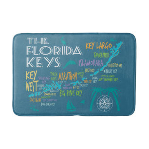Florida Keys Karte mit farbigen Namen Badematte