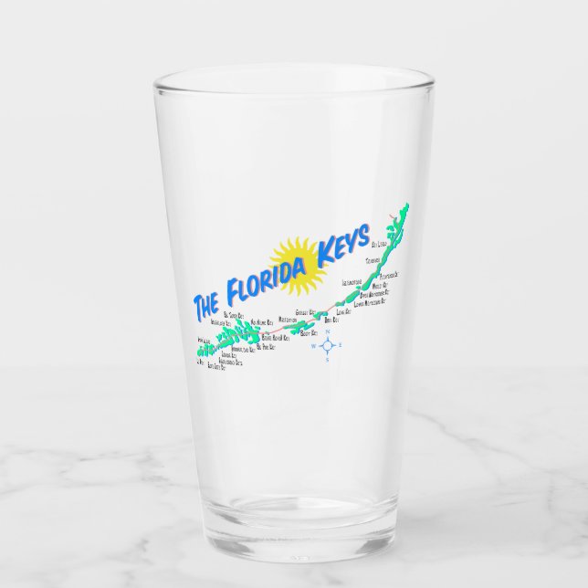 Florida Keys Karte mit Inselnamen Glas (Vorderseite)