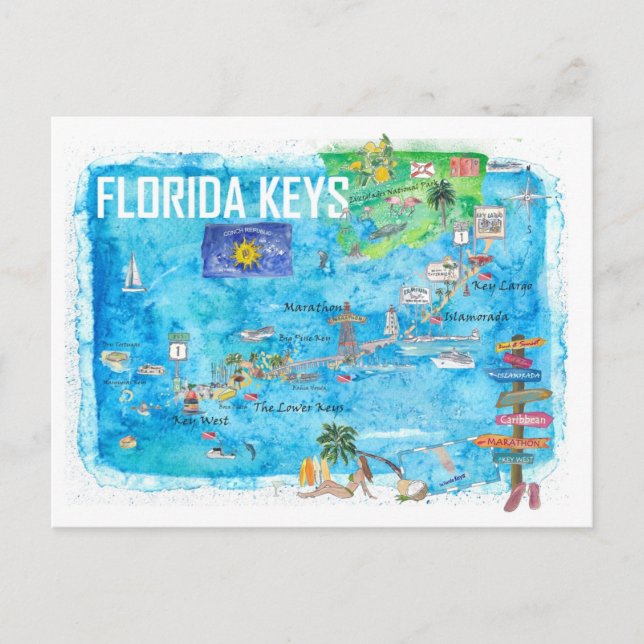 Florida Keys Key West Marathon Key Largo Postkarte (Vorderseite)