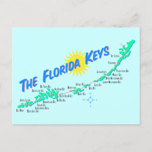 Florida Keys Map Retro-Abbildung Postkarte