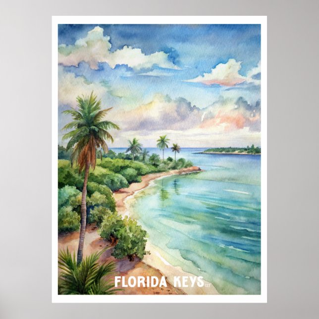Florida Keys Nationalpark Wasserfarben Malerei Poster (Vorne)