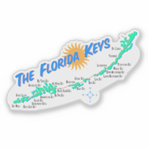 Florida Keys Retro Karte mit Inselnamen Aufkleber