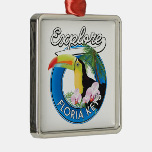 Florida Keys Retro Logo Fleece-Decke T-Shirt Ornament Aus Metall