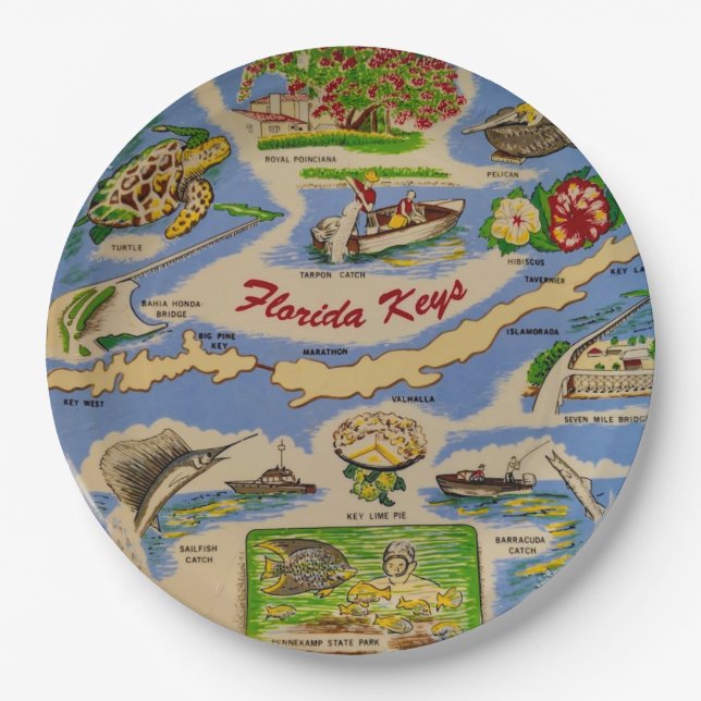 Florida Keys Spaß Papierplatten Pappteller (Vorderseite)