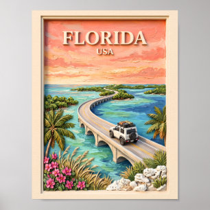 Florida Keys USA Reise Vintage Tropische Rundreise Poster