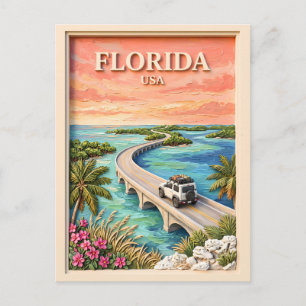 Florida Keys USA Reise Vintage Tropische Rundreise Postkarte