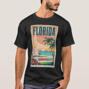 Florida-Küsten-Autos Illustration Reise Kunst Vint T-Shirt