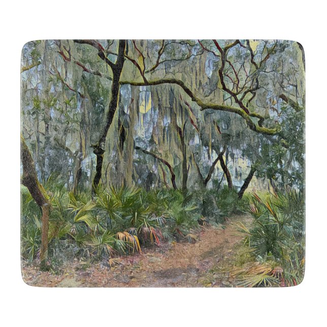 Florida Lace Spanish Moss Impressionist Art Schneidebrett (Vorderseite)