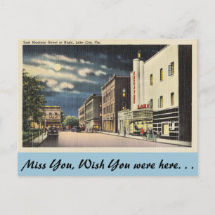 Florida, Lake City, East Madison St. am Abend. Postkarte