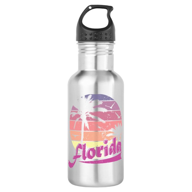 Florida Land der Palmen Edelstahlflasche (Vorderseite)