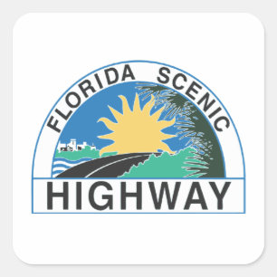 Florida Landschaftlich Highway Road Signature Trav Quadratischer Aufkleber