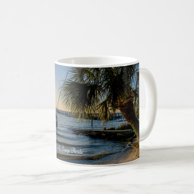 Florida Leaning Palm Tree Sunset Classic Tasse (VorderseiteRechts)