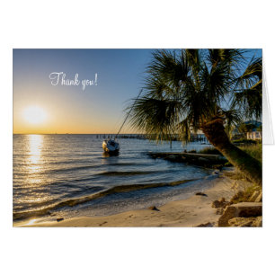 Florida Leaning Palm Tree Sunset Danke Karte