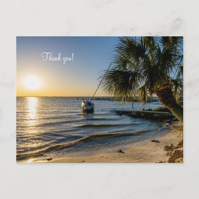 Florida Leaning Palm Tree Sunset Danke U Postcard Postkarte (Vorderseite)