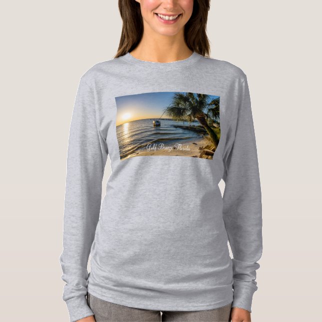 Florida Leaning Palm Tree Sunset Long Sleeve Shirt (Vorderseite)