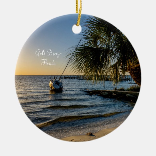Florida Leaning Palm Tree Sunset Ornament (Vorne)