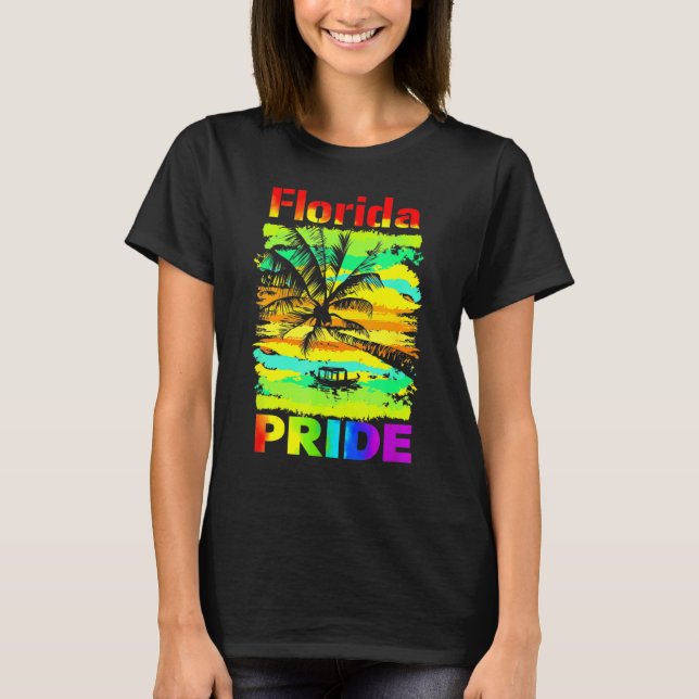 Florida Lgbt Staat Gay Pride Regenbogenflagge Vint T-Shirt (Vorderseite)
