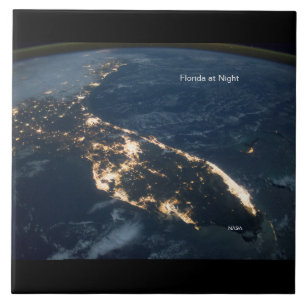 Florida Lights at Night, NASA ISS Modernes Foto Fliese