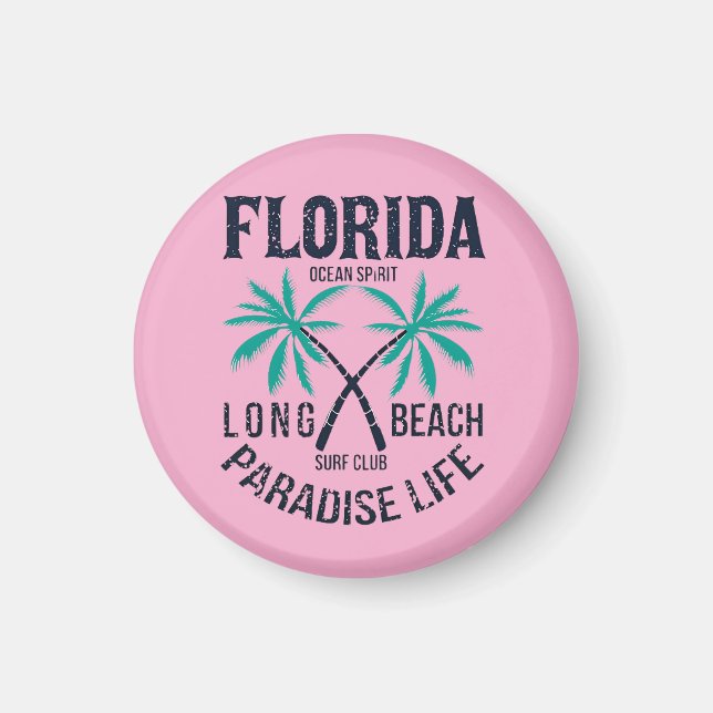 Florida Long Beach Paradies Leben Surf Club Magnet (Vorne)