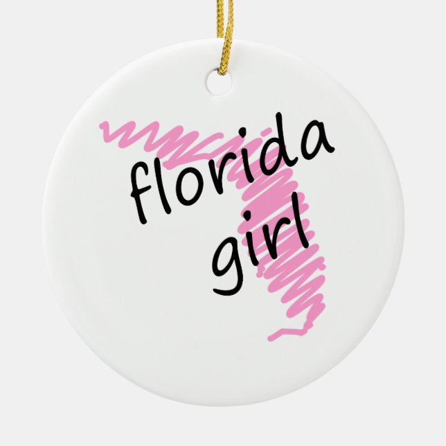 Florida-Mädchen mit gekritzelter Florida-Karte Keramik Ornament (Vorne)