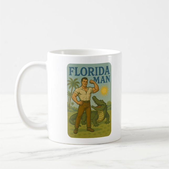 Florida Man Alligator Friend Funny Retro Coastal Kaffeetasse (Links)